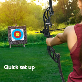 Everfit 55lbs Bow Arrow Set Recurve Takedown Archery Hunting for Beginner Green - SportZone.co.nz