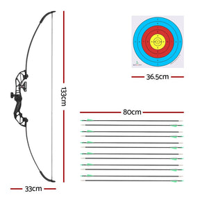 Everfit 55lbs Bow Arrow Set Recurve Takedown Archery Hunting for Beginner Green - SportZone.co.nz