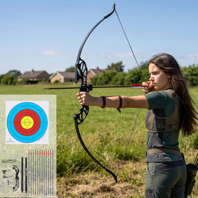Everfit 55lbs Bow Arrow Set Recurve Takedown Archery Hunting for Beginner Red - SportZone.co.nz