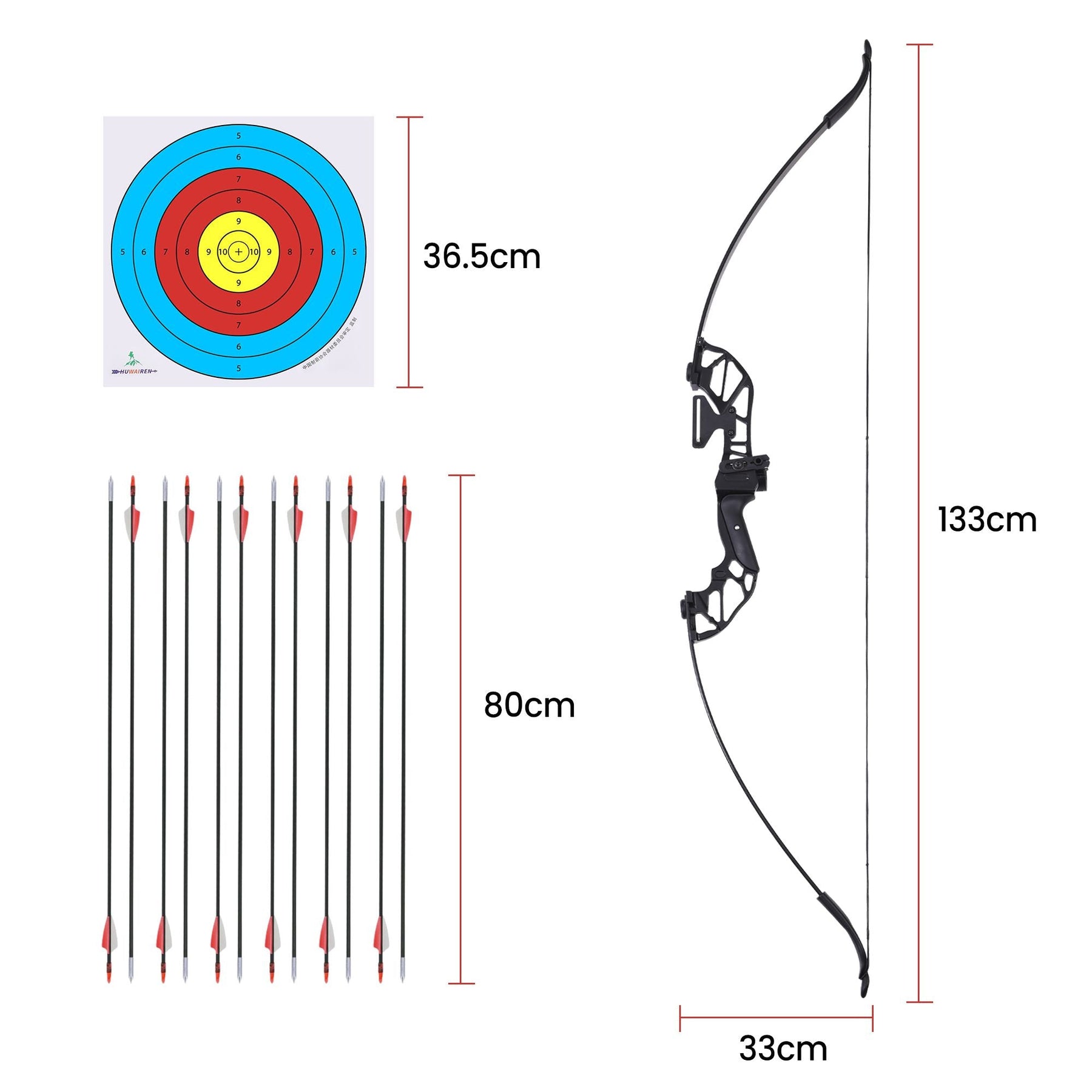 Everfit 55lbs Bow Arrow Set Recurve Takedown Archery Hunting for Beginner Red - SportZone.co.nz