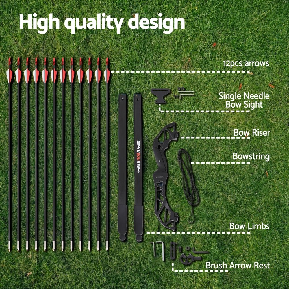 Everfit 55lbs Bow Arrow Set Recurve Takedown Archery Hunting for Beginner Red - SportZone.co.nz