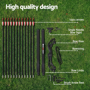 Everfit 55lbs Bow Arrow Set Recurve Takedown Archery Hunting for Beginner Red - SportZone.co.nz