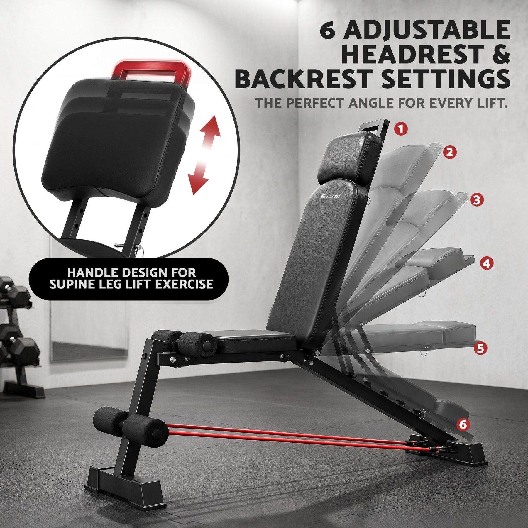 Everfit Adjustable Weight Bench Foldable Multi-Function Weight Bench - SportZone.co.nz