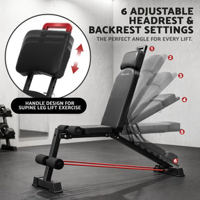 Everfit Adjustable Weight Bench Foldable Multi-Function Weight Bench - SportZone.co.nz