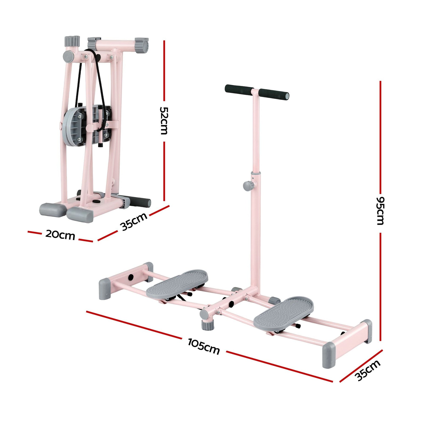 Everfit Foldable Ski Exercise Machine Leg Thigh Trainer Home Fitness Cardio Pink - SportZone.co.nz