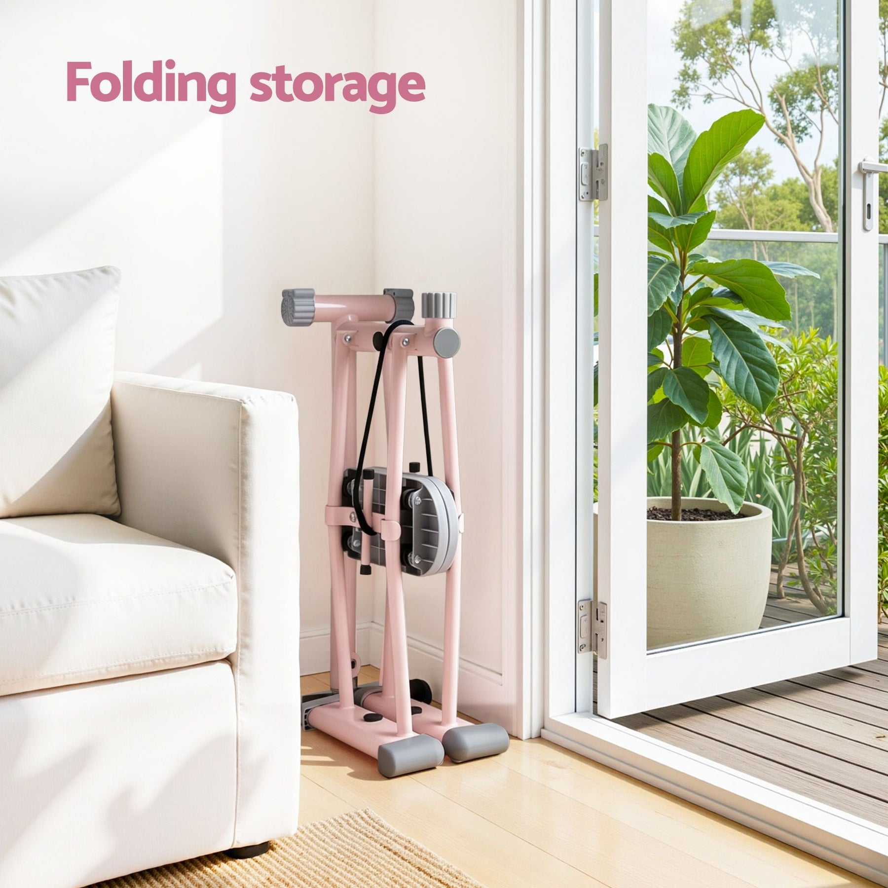 Everfit Foldable Ski Exercise Machine Leg Thigh Trainer Home Fitness Cardio Pink - SportZone.co.nz