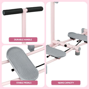 Everfit Foldable Ski Exercise Machine Leg Thigh Trainer Home Fitness Cardio Pink - SportZone.co.nz