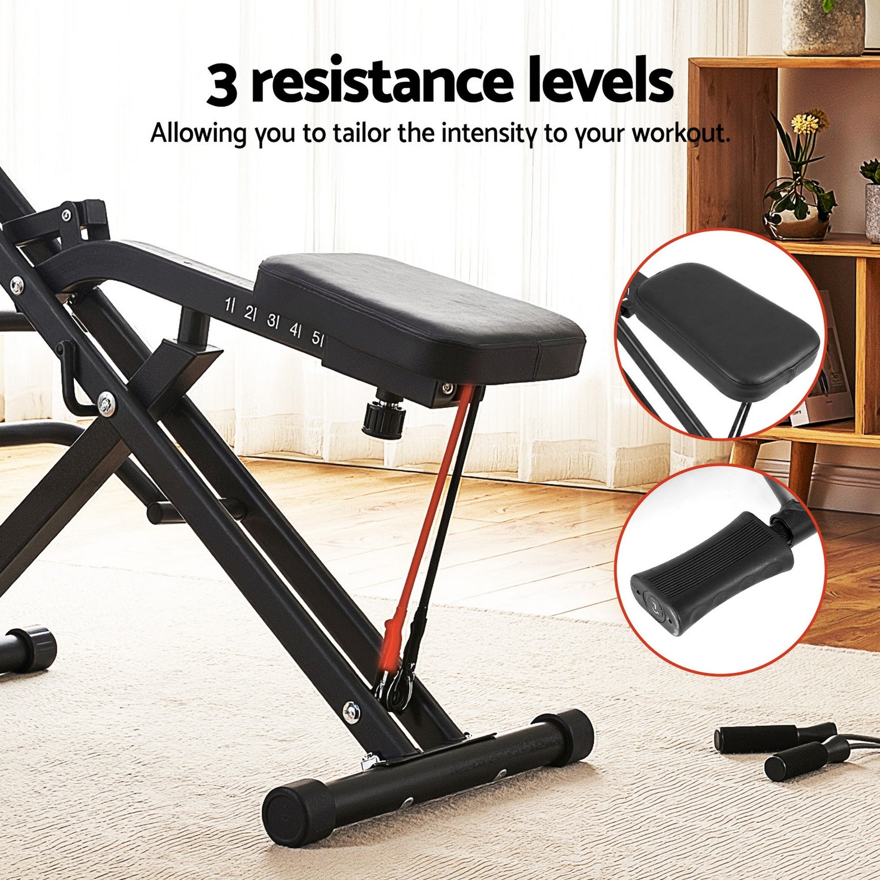 Everfit Foldable Squat Machine Deep Squat Rowing Machine 5 Adjustable Seat Home Gym - SportZone.co.nz