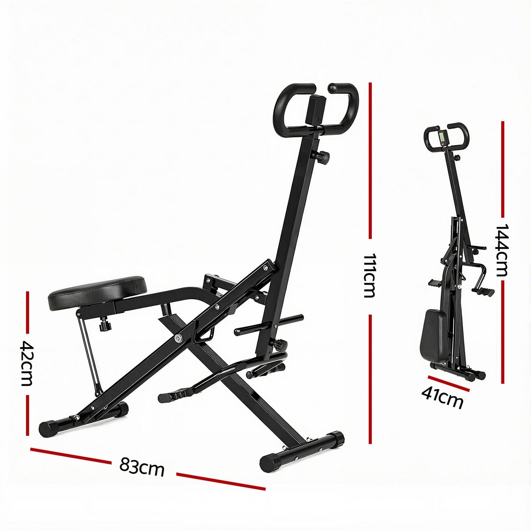 Everfit Foldable Squat Machine Deep Squat Rowing Machine 5 Adjustable Seat Home Gym - SportZone.co.nz