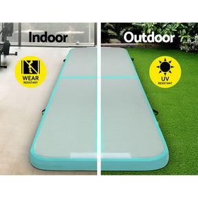 Everfit GoFun 3X1M Inflatable Air Track Mat with Pump Tumbling Gymnastics Green - SportZone.co.nz