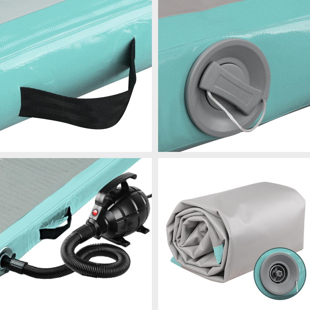 Everfit GoFun 3X1M Inflatable Air Track Mat with Pump Tumbling Gymnastics Green - SportZone.co.nz