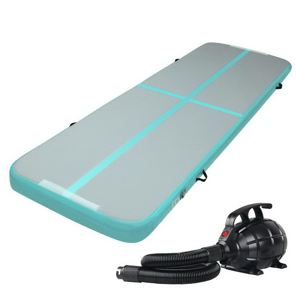 Everfit GoFun 3X1M Inflatable Air Track Mat with Pump Tumbling Gymnastics Green - SportZone.co.nz