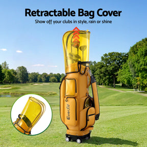 Everfit Golf Cart Bag Rolling Buggy Trolley Club Organiser Yellow - SportZone.co.nz