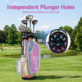 Everfit Golf Stand Bag Lightweight Carry Bag Dual Strap Club Divider Holographic - SportZone.co.nz