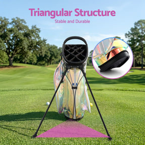 Everfit Golf Stand Bag Lightweight Carry Bag Dual Strap Club Divider Holographic - SportZone.co.nz