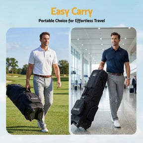 Everfit Golf Travel Bag Flight Cover Foldable Soft Case Wheels Black - SportZone.co.nz