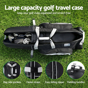 Everfit Golf Travel Bags for Airlines with Wheels Golf Clubs Hard Case Foldable - SportZone.co.nz