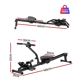 Everfit Hydraulic Rowing Machine Rower 12 Levels Resistance Exercise Fitness Gym Cardio - SportZone.co.nz