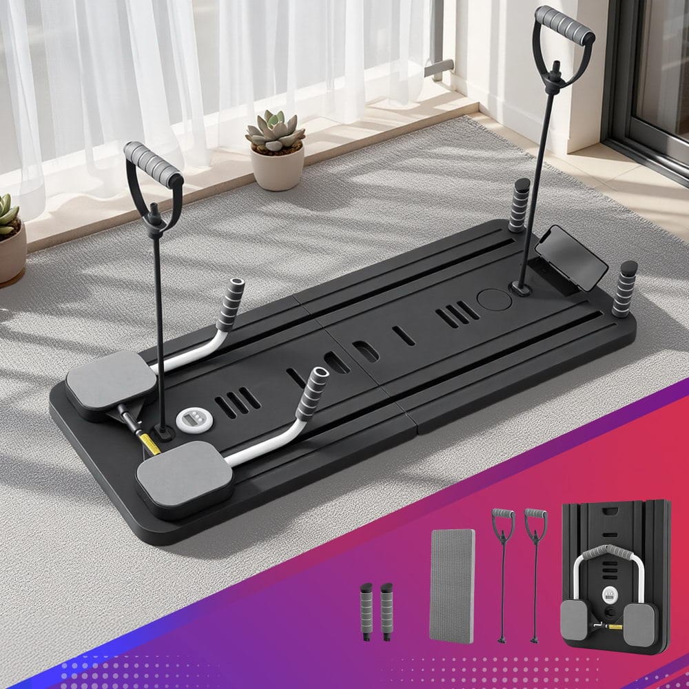 Everfit Pilates Reformer Abdominal Exercise Board Push Up Set Fitness Black - SportZone.co.nz