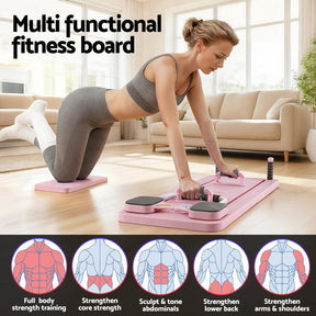 Everfit Pilates Reformer Abdominal Exercise Board Push Up Set Fitness Pink - SportZone.co.nz