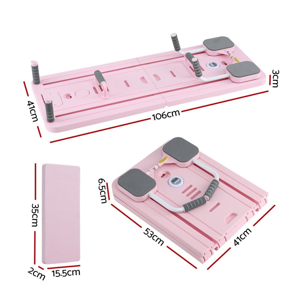 Everfit Pilates Reformer Abdominal Exercise Board Push Up Set Fitness Pink - SportZone.co.nz