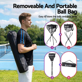 Everfit Portable Ball Cart Foldable Pickleball Tennis Baseball Softball - SportZone.co.nz