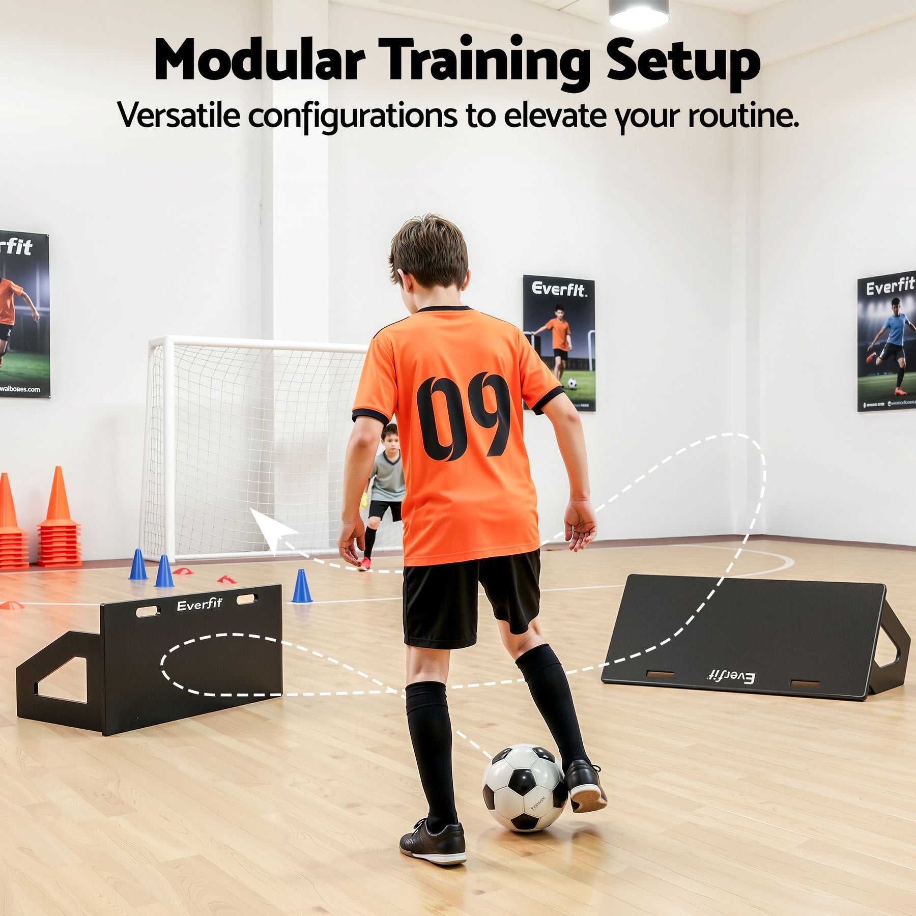 Everfit Soccer Rebounder Board 100x40cm Football Rebound Wall with 2 Angles - SportZone.co.nz