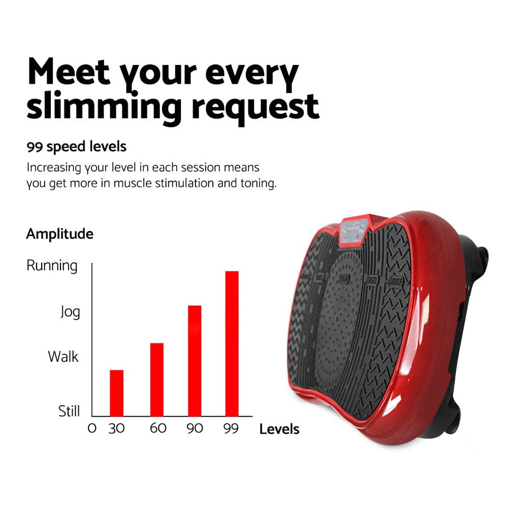 Everfit Vibration Machine Platform Resistance Rope Home Fitness Dark Red - SportZone.co.nz