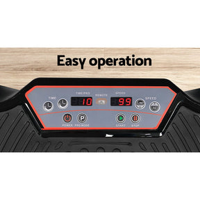 Everfit Vibration Machine Platform Vibrator Resistance Rope Home Fitness Black - SportZone.co.nz