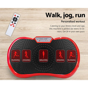 Everfit Vibration Machine Platform Vibrator Resistance Rope Home Fitness Red - SportZone.co.nz