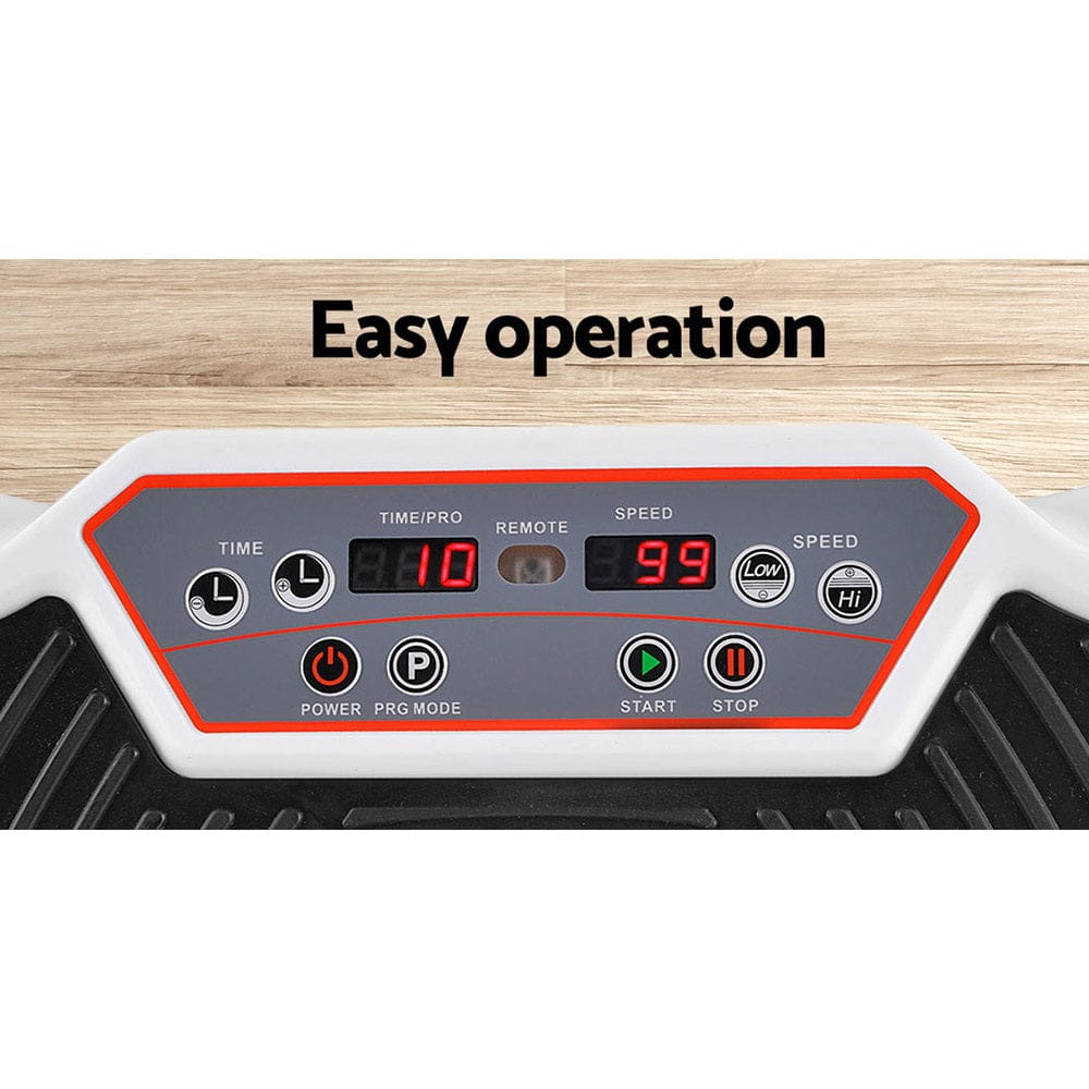 Everfit Vibration Machine Platform Vibrator Resistance Rope Home Fitness White - SportZone.co.nz