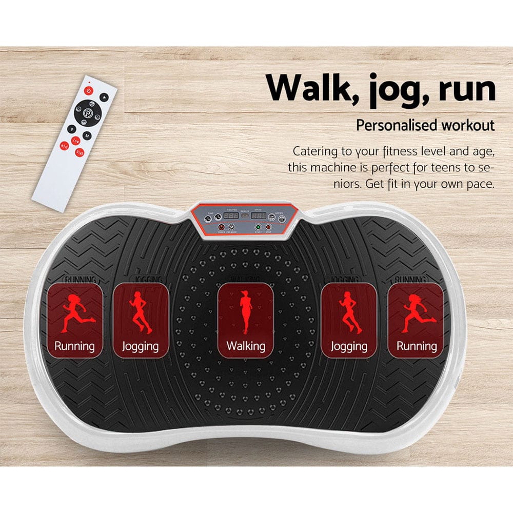 Everfit Vibration Machine Platform Vibrator Resistance Rope Home Fitness White - SportZone.co.nz