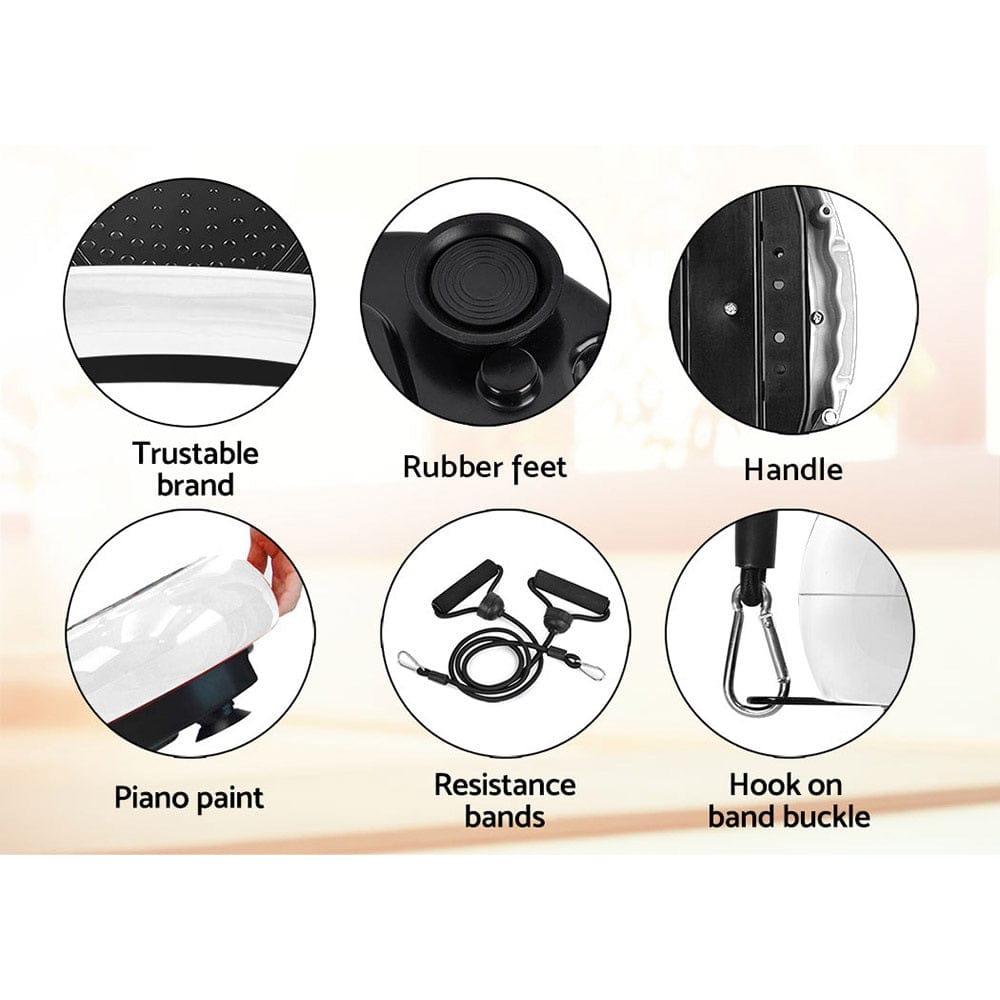 Everfit Vibration Machine Platform Vibrator Resistance Rope Home Fitness White - SportZone.co.nz