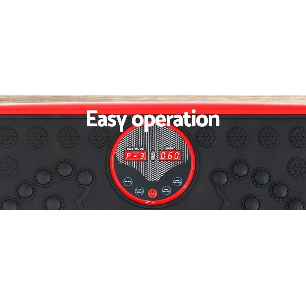 Everfit Vibration Machine Platform Vibrator with Resistance Rope Home Gym Red - SportZone.co.nz