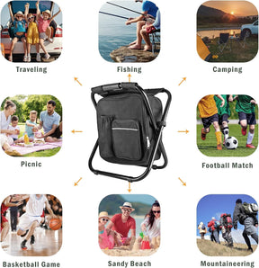 Folding Camping Chair Grey Portable Compact Adjustable Folding Chair for Outdoor Camping Fishing - SportZone.co.nz
