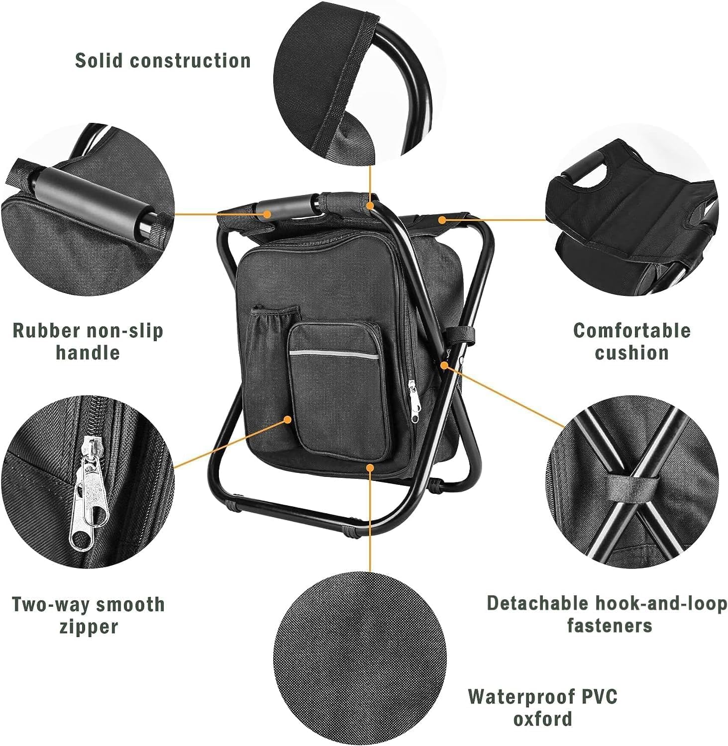 Folding Camping Chair Grey Portable Compact Adjustable Folding Chair for Outdoor Camping Fishing - SportZone.co.nz