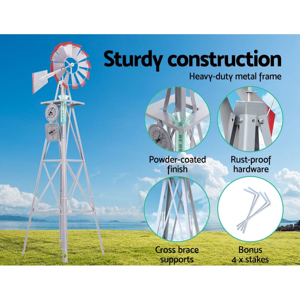 Garden Windmill 4FT 146cm Metal Ornaments Outdoor Decor Ornamental Wind Will - SportZone.co.nz