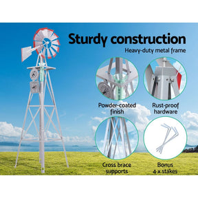 Garden Windmill 4FT 146cm Metal Ornaments Outdoor Decor Ornamental Wind Will - SportZone.co.nz