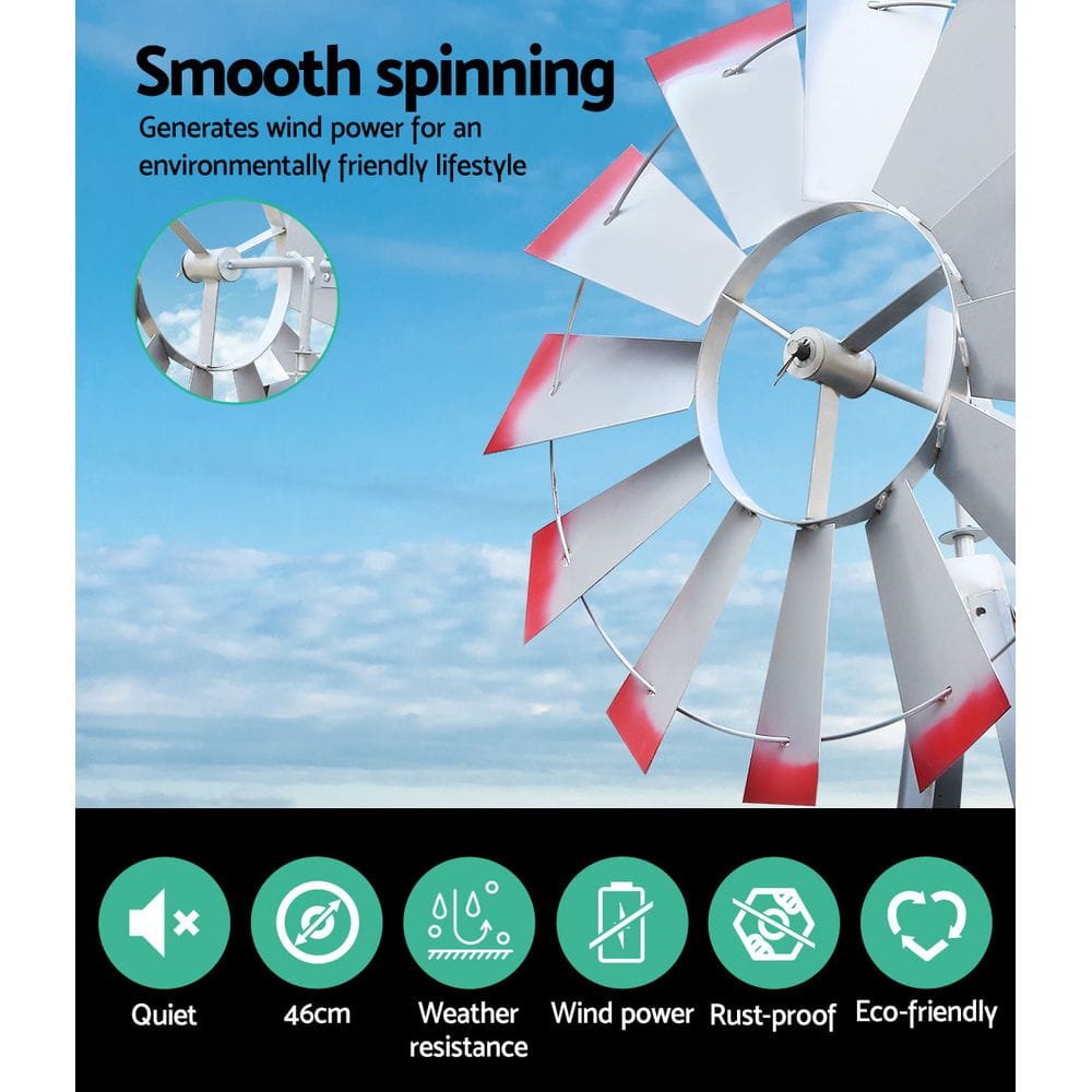 Garden Windmill 6FT 186cm Metal Ornaments Outdoor Decor Ornamental Wind Will - SportZone.co.nz