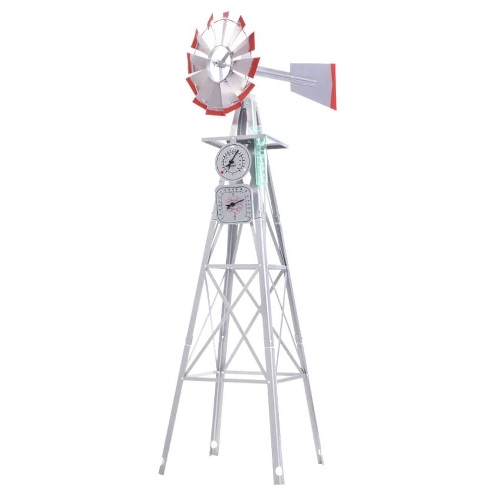 Garden Windmill 6FT 186cm Metal Ornaments Outdoor Decor Ornamental Wind Will - SportZone.co.nz