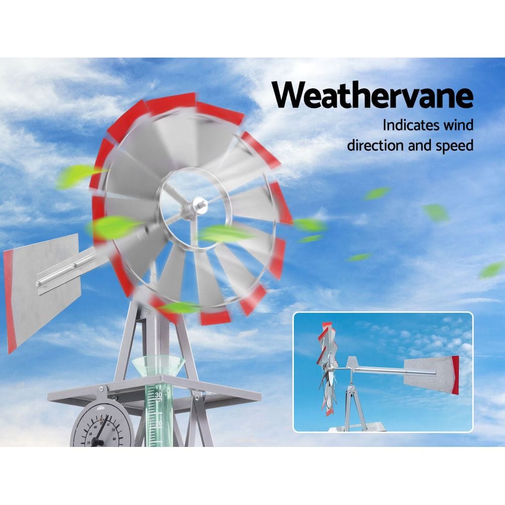 Garden Windmill 6FT 186cm Metal Ornaments Outdoor Decor Ornamental Wind Will - SportZone.co.nz