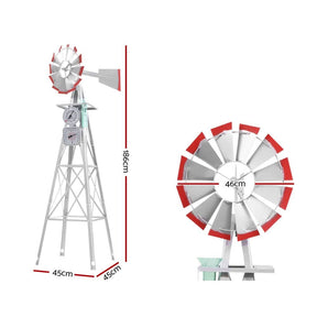 Garden Windmill 6FT 186cm Metal Ornaments Outdoor Decor Ornamental Wind Will - SportZone.co.nz