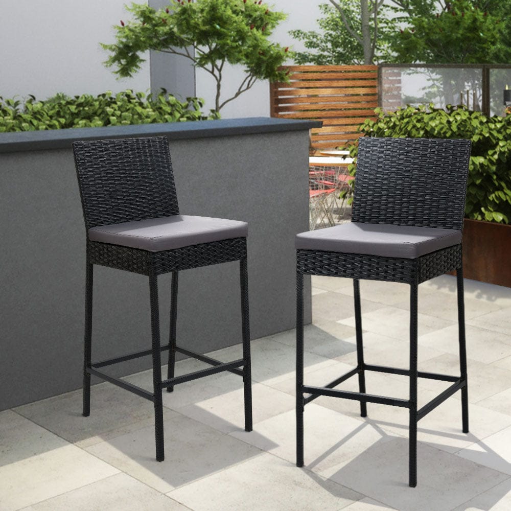 Gardeon 2 - Piece Outdoor Bar Stools Dining Chair Bar Stools Rattan Furniture - SportZone.co.nz