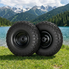 Gardeon 2pcs, 4.10/3.50 - 4 Tire And Wheel Flat Free, 26cm Solid Rubber Tires with 5/8 Axle Bore Hole And Double Sealed Bearings, Perfect for Wheelbarrow, Garden Cart, Wagon, Dolly - SportZone.co.nz