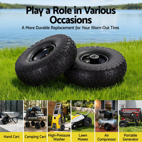 Gardeon 2pcs, 4.10/3.50 - 4 Tire And Wheel Flat Free, 26cm Solid Rubber Tires with 5/8 Axle Bore Hole And Double Sealed Bearings, Perfect for Wheelbarrow, Garden Cart, Wagon, Dolly - SportZone.co.nz