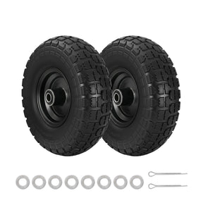 Gardeon 2pcs, 4.10/3.50 - 4 Tire And Wheel Flat Free, 26cm Solid Rubber Tires with 5/8 Axle Bore Hole And Double Sealed Bearings, Perfect for Wheelbarrow, Garden Cart, Wagon, Dolly - SportZone.co.nz