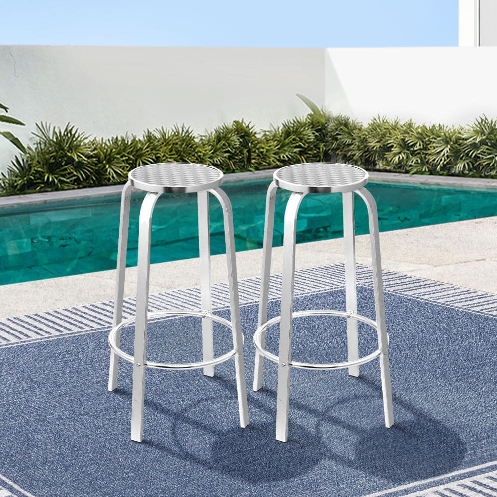 Gardeon 2x Outdoor Bar Stools Aluminum - SportZone.co.nz