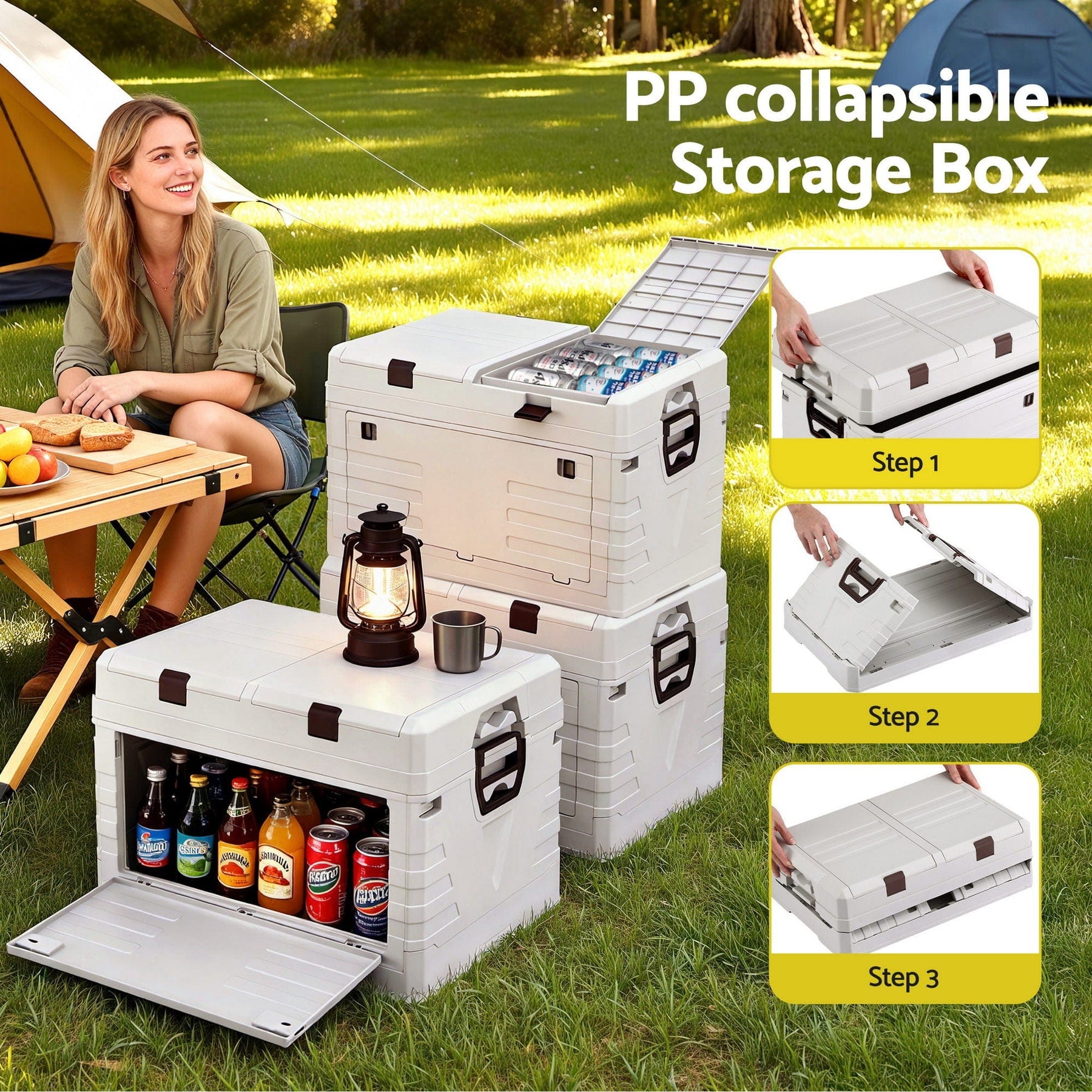 Gardeon 80L Outdoor Storage Box Foldable Camping Collapsible Bins Organizer - SportZone.co.nz