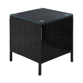 Gardeon Coffee Side Table Wicker Desk Rattan Outdoor Furniture Garden Black - SportZone.co.nz