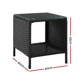Gardeon Coffee Side Table Wicker Desk Rattan Outdoor Furniture Garden Black - SportZone.co.nz